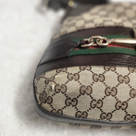 Gucci Monogram Canvas Web Horsebit Hasler Hobo Bag - Picture 12 of 14